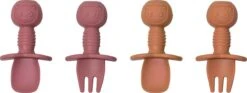 JU&MP Kinderbestek - Baby - 2 Baby Lepeltjes En Vorkjes - Baby Bestek - BPA-Vrij - Roze Oranje