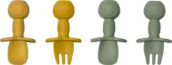 JU&MP Kinderbestek - Baby - 2 Baby Lepeltjes En Vorkjes - Baby Bestek - BPA-Vrij - Groen Mango