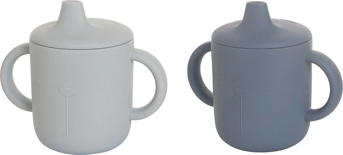 Siliconen Drinkbeker Set Indigo/Sky Blue 2 Stuks - Antilek Beker - Oefen Beker - BPA Vrij 3 Siliconen Drinkbeker Set Indigo/Sky Blue 2 Stuks - Antilek Beker - Oefen Beker - BPA Vrij