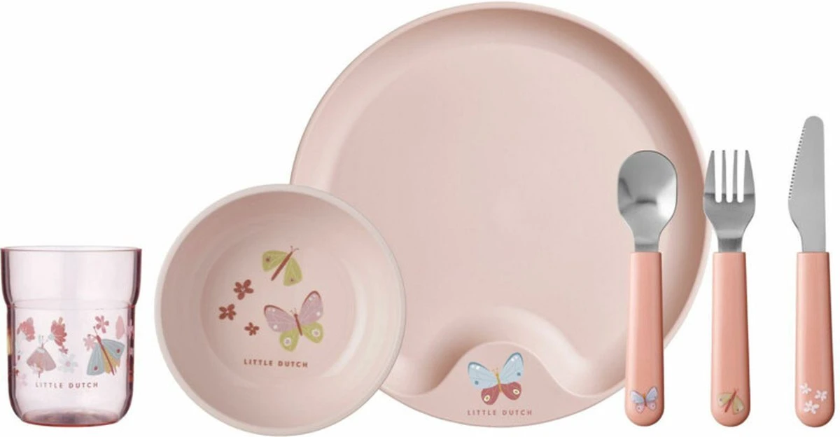 Mepal Mio – Kinderservies Set 6-delig – Bestaat Uit Een Bord, Schaaltje, Glas En Bestek – Flowers & Butterflies - Licht In Gewicht – Kan Tegen Een Stootje 6 Mepal Mio – Kinderservies Set 6-delig – Bestaat Uit Een Bord, Schaaltje, Glas En Bestek – Flowers & Butterflies - Licht In Gewicht – Kan Tegen Een Stootje - Afbeelding 4