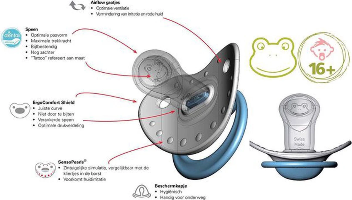 Bibi Happiness Play With Us Martiem Dental Fopspeen 16 Maanden - Zeesterren / Wit 9 Bibi Happiness Play With Us Martiem Dental Fopspeen 16 Maanden - Zeesterren / Wit - Afbeelding 7