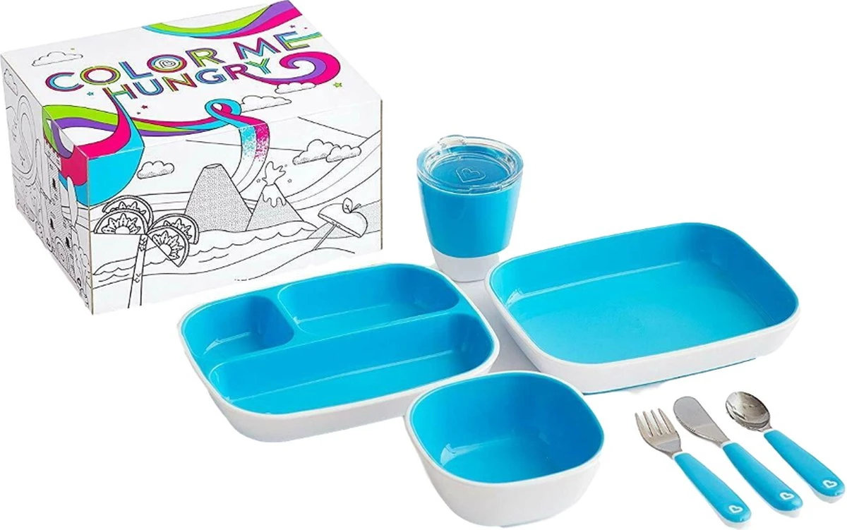 Munchkin Color Me Hungry Blue - 7 Delige Eetset 3 Munchkin Color Me Hungry Blue - 7 Delige Eetset