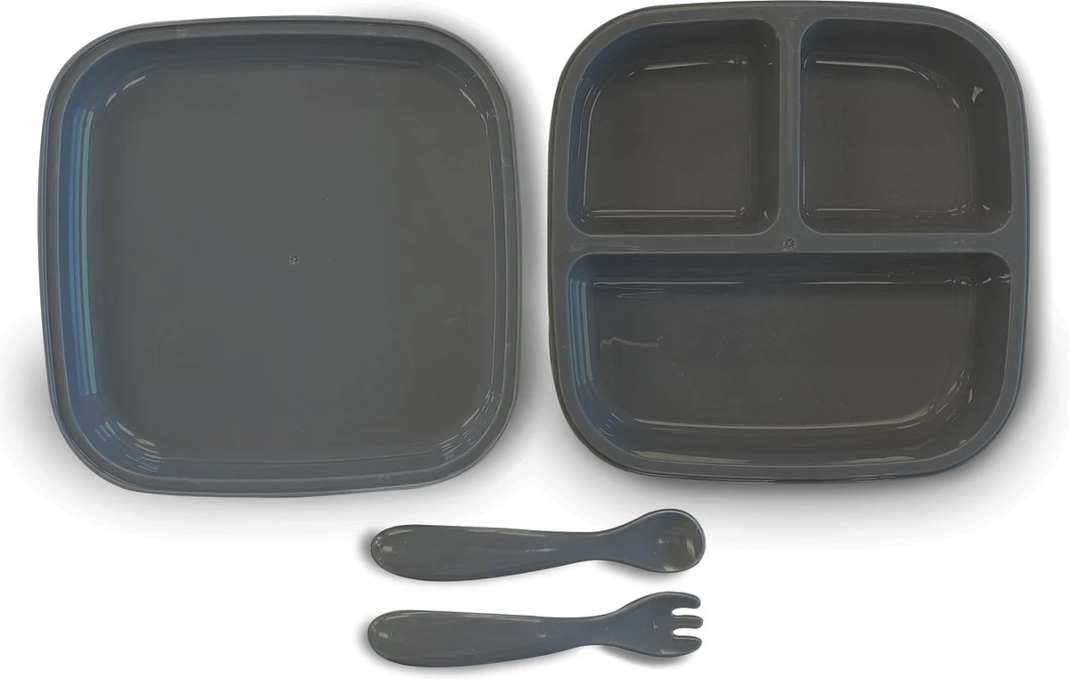 Deryan Quuby Set - Placemat - Plate Set - Kinderservies - Drinkbeker - Roze/Grijs 5 Deryan Quuby Set - Placemat - Plate Set - Kinderservies - Drinkbeker - Roze/Grijs - Afbeelding 3