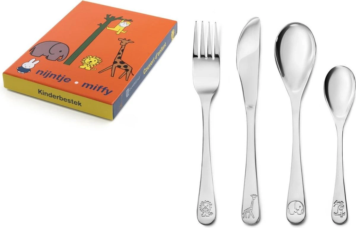 Zilverstad - Kindercouvert Nijntje Dierentuin 4-delig RVS 18/10 3 Zilverstad - Kindercouvert Nijntje Dierentuin 4-delig RVS 18/10