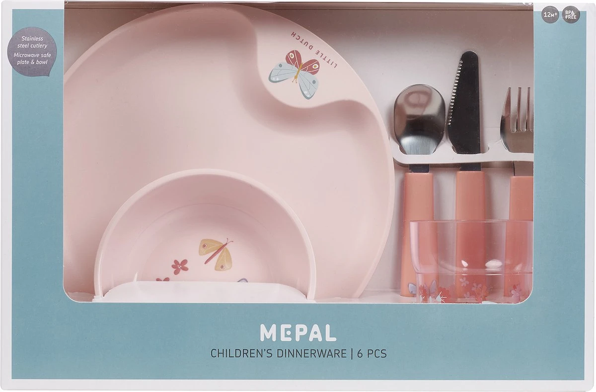 Mepal Mio – Kinderservies Set 6-delig – Bestaat Uit Een Bord, Schaaltje, Glas En Bestek – Flowers & Butterflies - Licht In Gewicht – Kan Tegen Een Stootje 5 Mepal Mio – Kinderservies Set 6-delig – Bestaat Uit Een Bord, Schaaltje, Glas En Bestek – Flowers & Butterflies - Licht In Gewicht – Kan Tegen Een Stootje - Afbeelding 3
