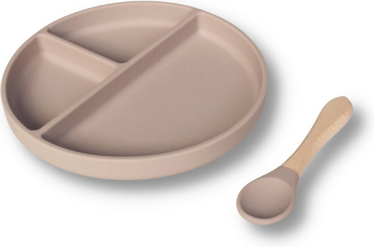 Kids Cultures | Baby Bord Met Zuignap Incl. Lepel | Kinderbord | Baby Bord | Kinderservies | Duo Taupe En Blauw 8 Kids Cultures | Baby Bord Met Zuignap Incl. Lepel | Kinderbord | Baby Bord | Kinderservies | Duo Taupe En Blauw - Afbeelding 6