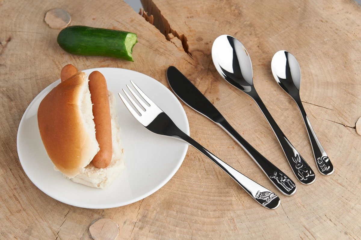 Zilverstad - Kindercouvert 4-delig Bosdieren RVS 18/10 6 Zilverstad - Kindercouvert 4-delig Bosdieren RVS 18/10 - Afbeelding 4