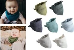 7 Stuks Hydrofiele Bandana Slabbetjes - Blauw - Groen - Wit - Grijs -BIBS Shop 1200x802