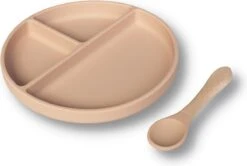 Kids Cultures | Baby Bord Met Zuignap Incl. Lepel | Kinderbord | Baby Bord | Kinderservies | Duo Oud Roze + Beige -BIBS Shop 1200x805 4