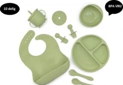 Kinderservies Set 10 Delig - Kinderbestek - Siliconen - Zuignap - Baby Servies - Kinderservies - 10 Delig - Kinderserviesset - Leuk Cadeautje - Kraam Cadeau