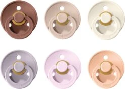 Bibs Fopspeen - Maat 2 6-18 Maanden - 6 Stuks - Woodchuck - Peach - Dusty Lilac - Baby Pink - Blush - Ivory White*
