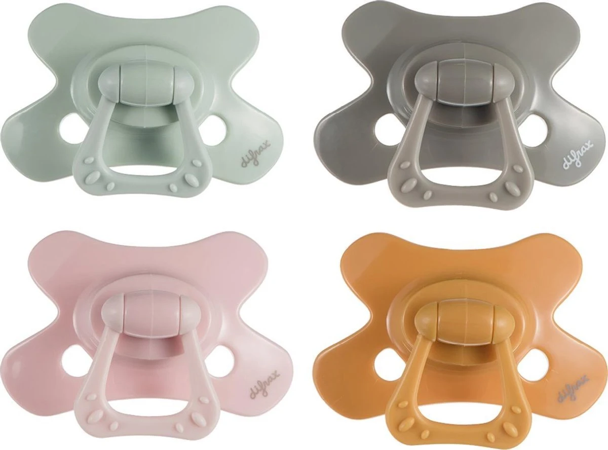 Difrax Fopspeen 6+ Maanden Dental - Lichtgroen/Lichtgrijs/Lichtroze/Okergeel - Orthodontische Speen - 4 Stuks 3 Difrax Fopspeen 6+ Maanden Dental - Lichtgroen/Lichtgrijs/Lichtroze/Okergeel - Orthodontische Speen - 4 Stuks