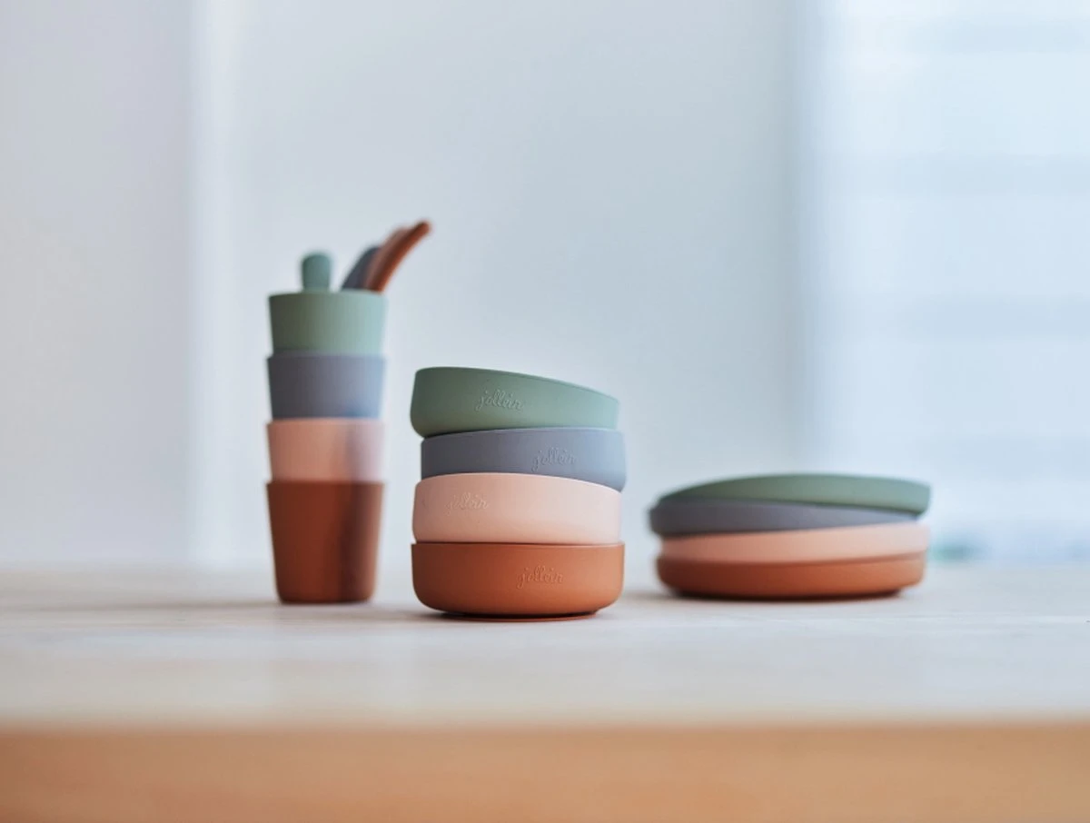 Jollein Kinderserviesset Siliconen 4-delig - Ash Green 7 Jollein Kinderserviesset Siliconen 4-delig - Ash Green - Afbeelding 5