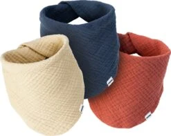 Merkloos Set Van 3 Slabbetjes - Baby - Hydrofiel - Bandana Slabbetje - Verstelbare Slabbetjes Baby - Kwijl Slabbetjes Baby - Baby Cadeau - Kraamcadeau - Kraamkado Jongen - Kraamcadeau Meisje