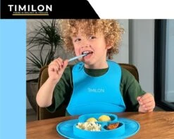 Timilon Kinderbord - Baby Servies - Met Zuignappen - Met Lepeltje - Blauw -BIBS Shop 1200x960 4