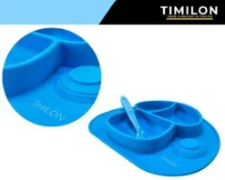Timilon Kinderbord - Baby Servies - Met Zuignappen - Met Lepeltje - Blauw -BIBS Shop 1200x960 6