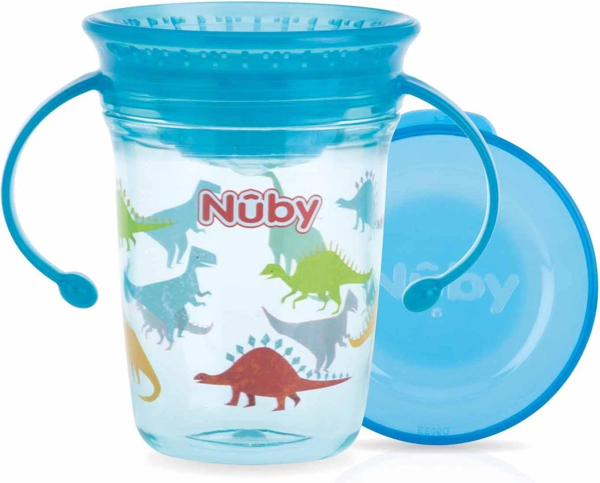 Nûby - Drinkbeker - 360° Wonder Cup Met Handvatten In Tritan™ - Aqua - 240ml - 6m+ 7 Nûby - Drinkbeker - 360° Wonder Cup Met Handvatten In Tritan™ - Aqua - 240ml - 6m+ - Afbeelding 5