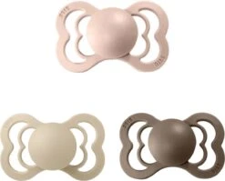 BIBS Supreme Fopspeen | Bundel Set 3 Stuks | T1 | Maat 1 | 0-6 Maanden | Silicone | Blush, Dark Oak, Vanilla