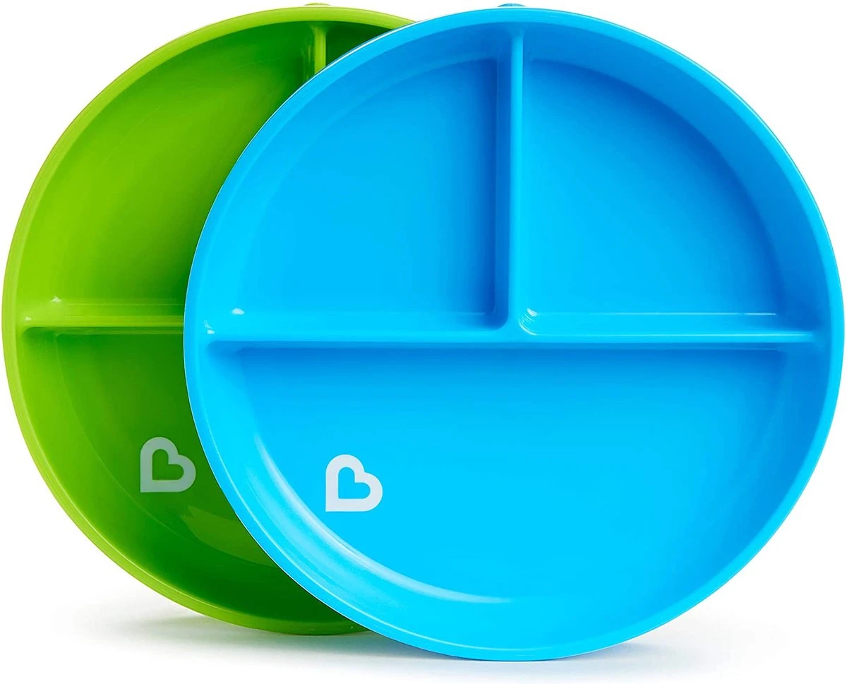Munchkin 2 Pk Bordjes Met Zuignap/suction Plates Blauw/groen 3 Munchkin 2 Pk Bordjes Met Zuignap/suction Plates Blauw/groen