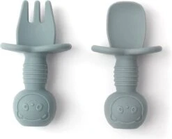 4 Setjes - Baby Bestek - Vork En Lepel - Kinderbestekset - Groen Blauw -BIBS Shop 1200x971