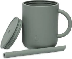 Jollein Drinkbeker Met Rietje Siliconen - Ash Green -BIBS Shop 1200x985