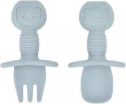 4 Setjes - Baby Bestek - Vork En Lepel - Kinderbestekset - Groen Blauw -BIBS Shop 1200x997