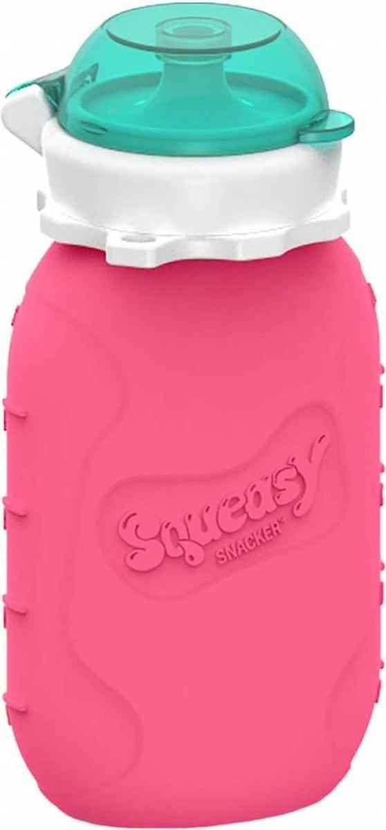 Siliconen Knijpzakje 180ml - Pink 3 Siliconen Knijpzakje 180ml - Pink