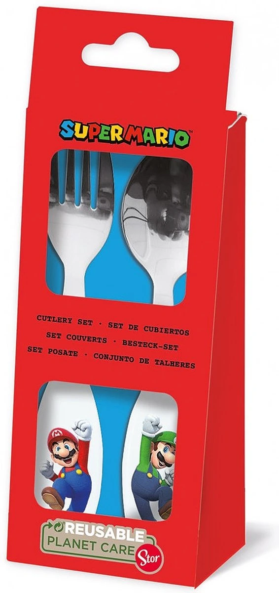 Super Mario - Bestekset - BPA Vrij - Vork En Lepel 3 Super Mario - Bestekset - BPA Vrij - Vork En Lepel