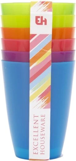 Merkloos Drinkbekers/mokken - 6 Stuks - Gekleurd - Kunststof - 10 Cm - Limonade Bekers -BIBS Shop 569x1200 1