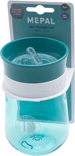 Mepal Mio – 360° Oefenbeker 300 Ml – Stimuleert Het Zelf Drinken – Deep Turquoise – Kan Tegen Een Stootje – Drinkbeker Kinderen – Lekvrije Beker -BIBS Shop 581x1200