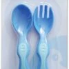 Baby Bestek Blauw - Vork En Lepel - Blauw Bestek - Eat Giggle Sleep - Kinder Bestek - Lepeltje - Vorkje - Babybestek - Kinderbestek - Jongen - Licht Blauw - Reisbestek - Babyservies - BPA Vrij - 4 Maanden - Vaatwasserbestendig - Siliconen Bestekset -BIBS Shop 606x1200
