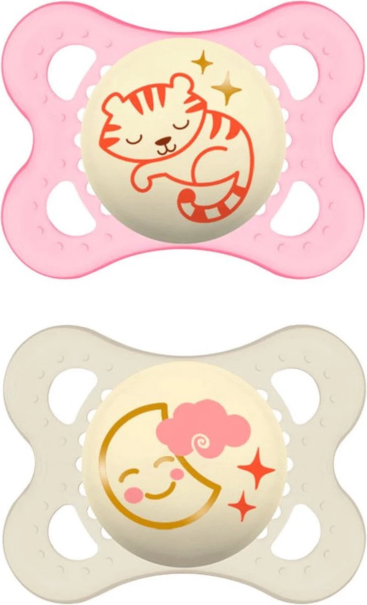 MAM Fopspeen Nacht | Mam Fopspeen Night | Glow In The Dark Fopspeen | Roze | 0-6 Maanden | 2 Stuks 3 MAM Fopspeen Nacht | Mam Fopspeen Night | Glow In The Dark Fopspeen | Roze | 0-6 Maanden | 2 Stuks