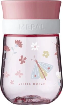 Mepal Mio – 360° Oefenbeker 300 Ml – Stimuleert Het Zelf Drinken – Flowers & Butterflies – Kan Tegen Een Stootje – Drinkbeker Kinderen – Lekvrije Beker -BIBS Shop 730x1200 2