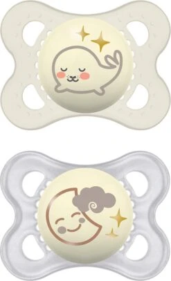 MAM Fopspeen Nacht | Mam Fopspeen Night | Glow In The Dark Fopspeen | Unisex | 0-6 Maanden | 2 Stuks