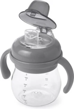 OXO Tot Transitions Drinkbeker - Tuitbeker Baby - Antilekbeker - Drinkbeker Baby- Drinkbekers -150ml Met Handvat - Grey