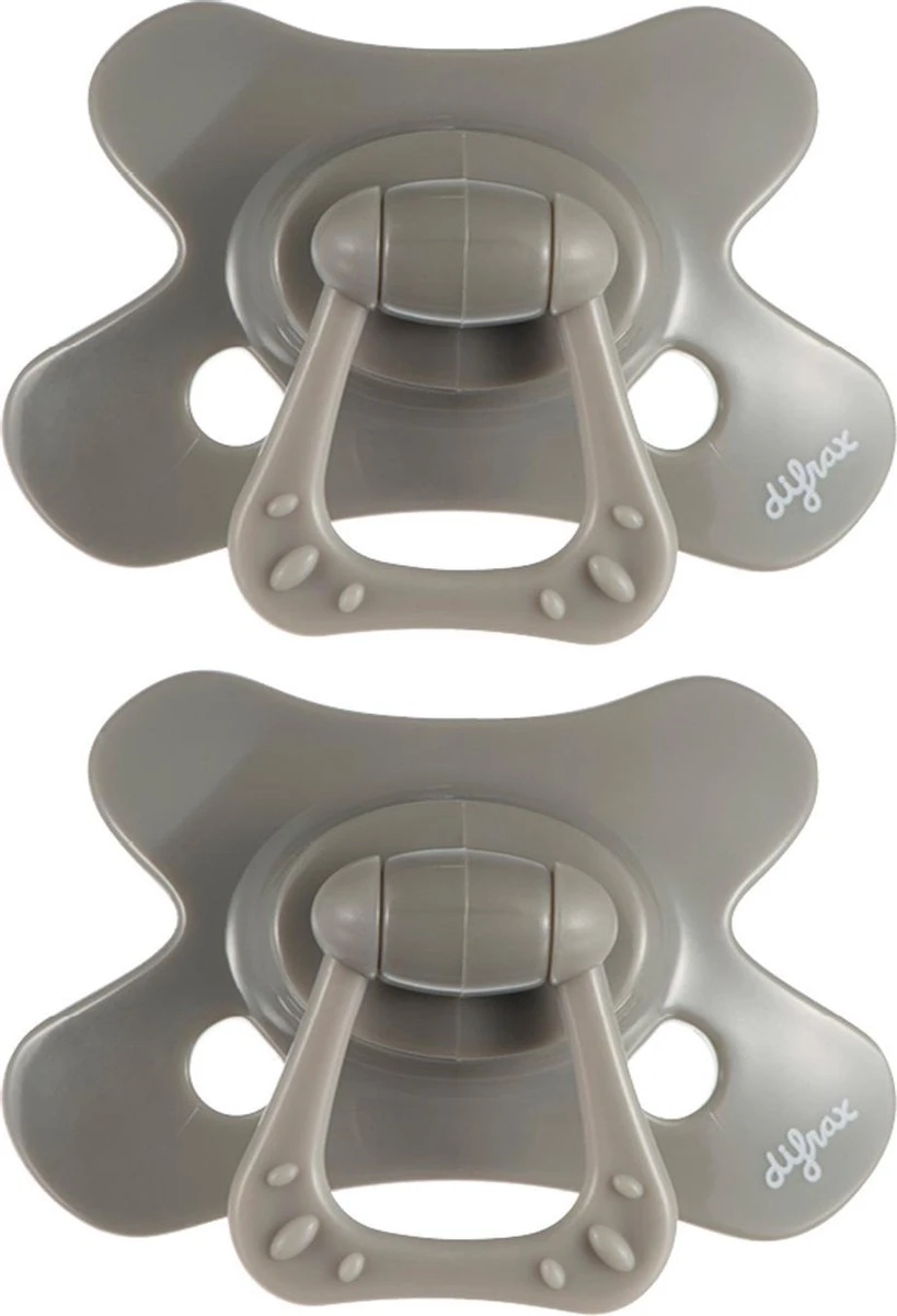 Difrax Fopspeen 18+ Maanden Dental - Grijs/Clay - Orthodontische Speen - 2 Stuks 3 Difrax Fopspeen 18+ Maanden Dental - Grijs/Clay - Orthodontische Speen - 2 Stuks
