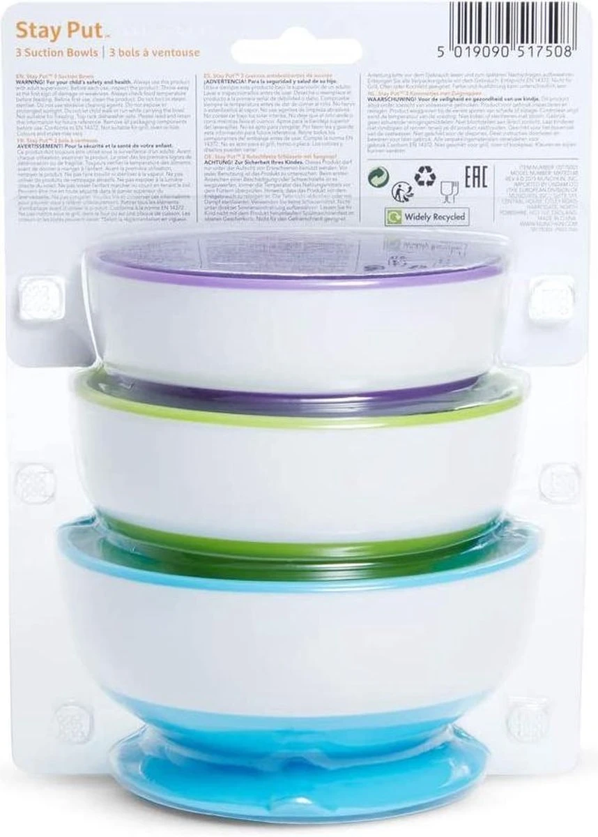 Munchkin 3 Stay Put Suction Bowls/ 3 Kommetjes Met Zuignappen Geel 6 Munchkin 3 Stay Put Suction Bowls/ 3 Kommetjes Met Zuignappen Geel - Afbeelding 4