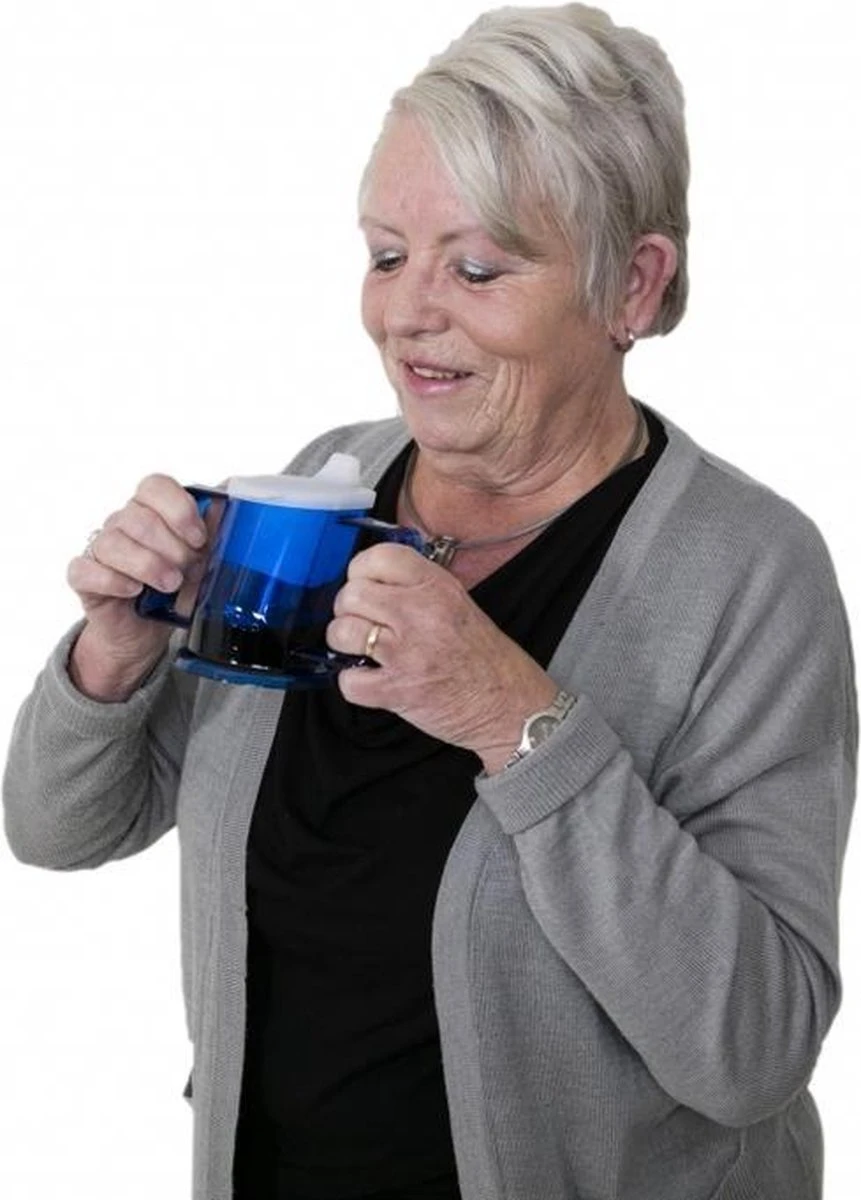 HandyCup Met Deksel - Drinkbeker Met 2 Handgrepen - Blauw - 200ml 4 HandyCup Met Deksel - Drinkbeker Met 2 Handgrepen - Blauw - 200ml - Afbeelding 2