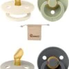 Bibs Dental Fopspenen Anatomical 0-6 Maanden- Set 4stuks- Sage, Ivory , Sand , Iron - + Monkiezz Speenzakje - Orthodontisch- Anatomisch- Maat 1