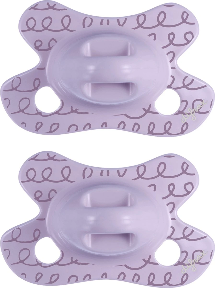 Difrax Fopspeen Natural Newborn Nature - Paars/Lilac Curls - 2 Stuks 3 Difrax Fopspeen Natural Newborn Nature - Paars/Lilac Curls - 2 Stuks