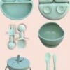 JUMPYTOYS - Kinderservies Met Zuignap - BPA Vrij- Babyservies - Baby Bestek - Babybox - Silliconen Eetset - 9 Delig - Babyshower - Groen -BIBS Shop 905x1200 2