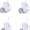 Merkloos 4x Stuks Glazen Mason Jar Drinkbekers - Zilvergrijze Dop En Rietje - 500 Ml 2 Merkloos 4x Stuks Glazen Mason Jar Drinkbekers - Zilvergrijze Dop En Rietje - 500 Ml -BIBS Shop 916x1200 3