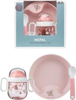 Merkloos Mepal - Little Dutch - Babyservies - Servies - Kraamcadeau - Flowers - Meisje - 3 Delig -