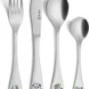 Sola Kinderbestekset Pandadieren - - 1 Persoons - 4 Delig - Zilverwit Edelstaal 18/10 - Staal - Zilver -BIBS Shop 944x1200