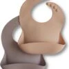 Kids Cultures | Siliconen Baby Slabbetjes Met Opvangbakje | Slabber Voor Baby En Peuter | Set 2 Stuks | Taupe En Beige -BIBS Shop 949x1200
