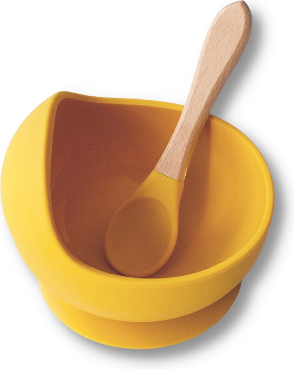 Kids Cultures | Baby Servies | Kinderbord En Kinderkom Met Zuignap Inclusief Lepels | Baby Bord | Geel 4 Kids Cultures | Baby Servies | Kinderbord En Kinderkom Met Zuignap Inclusief Lepels | Baby Bord | Geel - Afbeelding 2