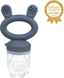 Haakaa Fruitspeen & Bijtring | Donker Blauw - Fresh Food Teether 2 In 1 | Eerste Hapjes | Vanaf 4 Maanden